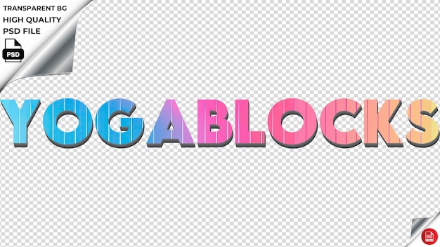 PSD yogablocks tipografia arco-íris colorido texto textura psd transparente