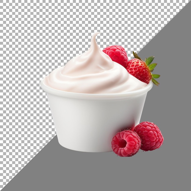 Yoghurt contra un fondo transparente generado por ai