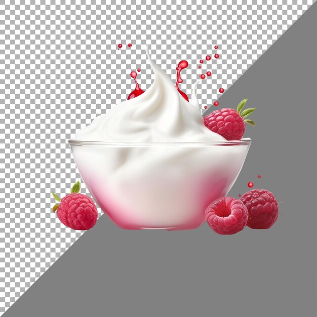 Yoghurt contra un fondo transparente generado por ai