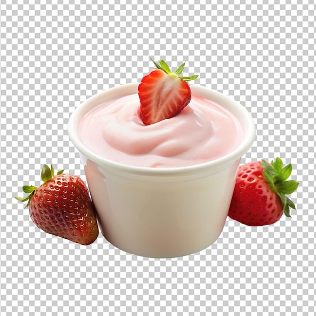 PSD yogur de fresa sobre un fondo blanco
