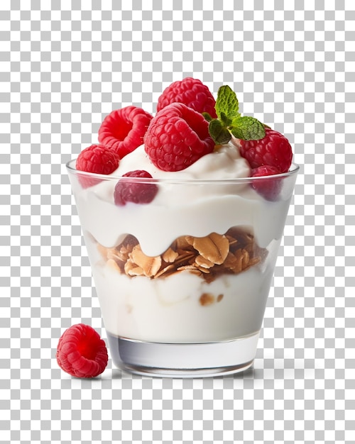 PSD yogur con muesli y bayas aisladas sobre fondo transparente png psd