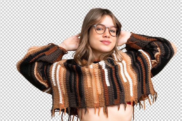 Young girl over isolated chroma key background laughing