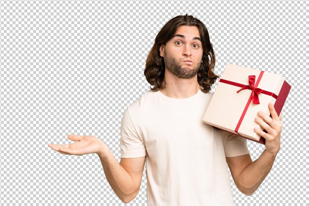 Young hands man over isolated background