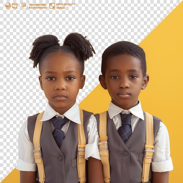 PSD young little school children happy on transparent background