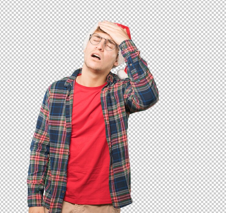 PSD young man at christmas doing gestures