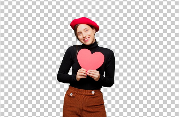 PSD young pretty woman expressing love concept for valentines day