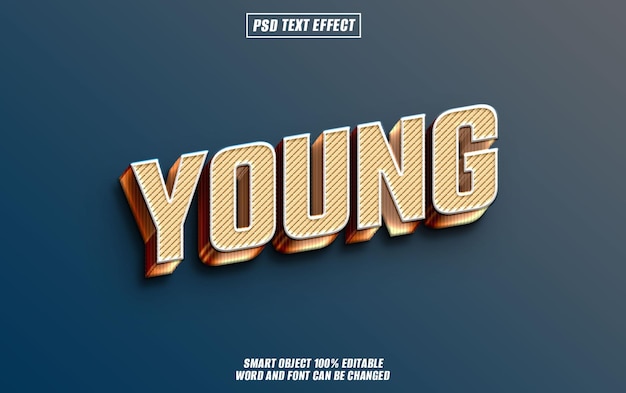 young text effect font editable typography 3d text