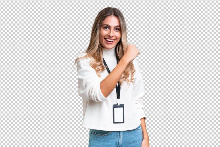PSD young uruguayan woman with id card over isolated background celebrating a victory