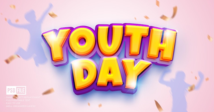 PSD youth day text editable 3d comic style text effect