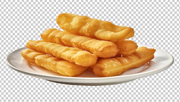 Youtiao golden brown deepfried dough strip em fundo transparente