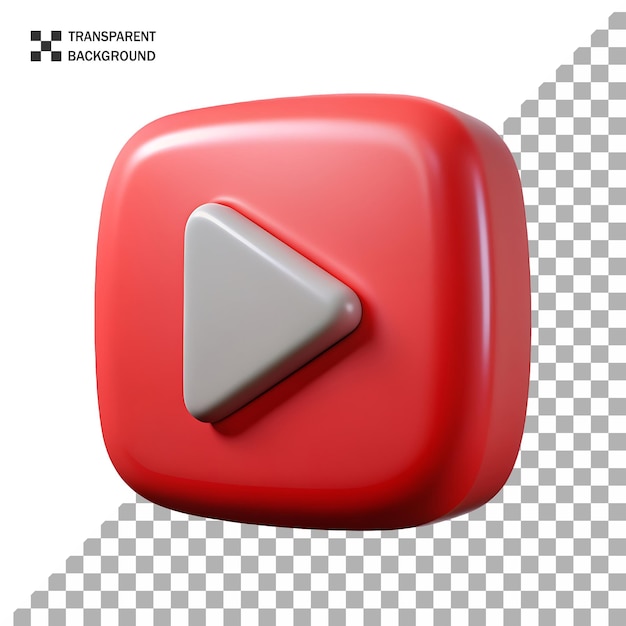 YouTube 3D-Icon-Rendering-Stil-Icon PNG-Bild isoliert auf einer transparenten Hintergrund-PSD-Datei