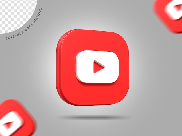 Youtube 3d logo social media render hintergrund editierbares symbol