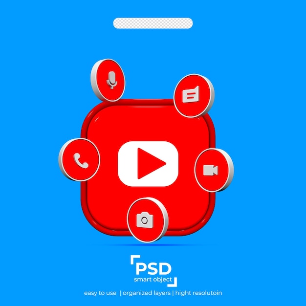 Youtube-3d-symbole mit element