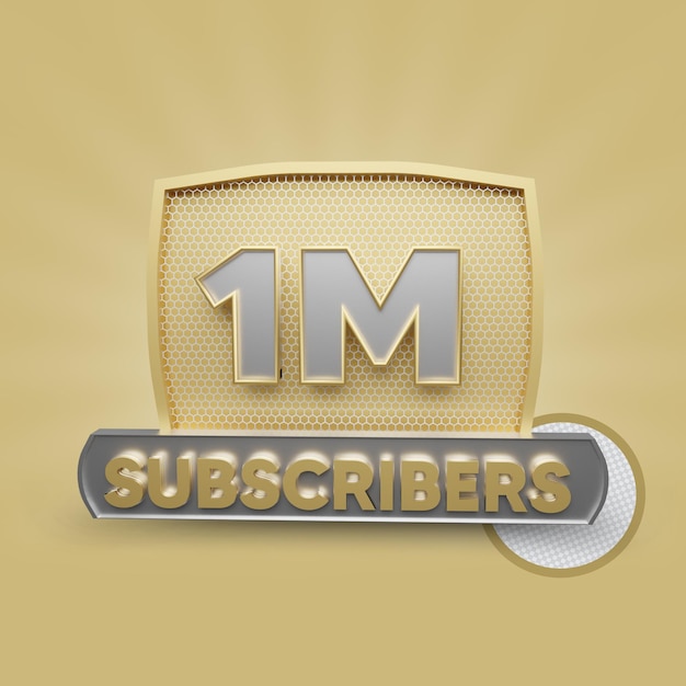 PSD youtube-abonnenten 1m gold 3d-rendering