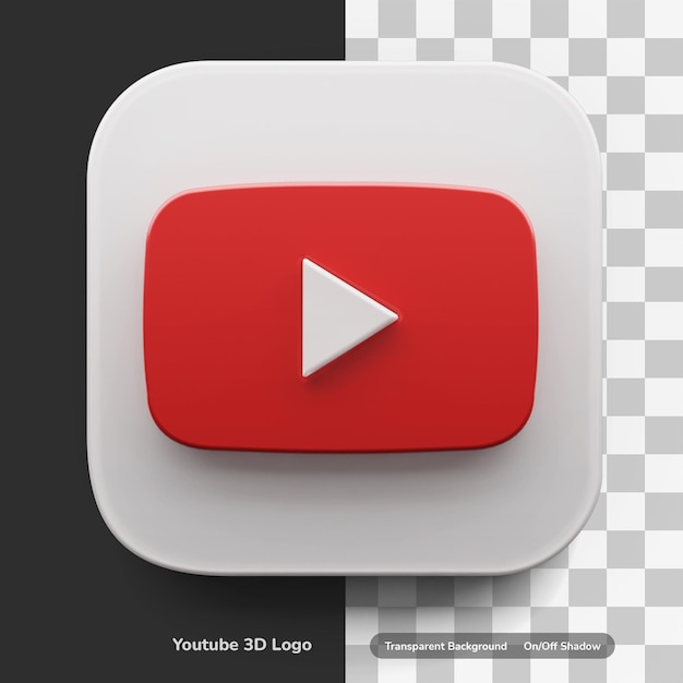 Youtube Apps Logo im großen Stil 3D-Design Asset isoliert