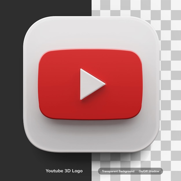 Youtube apps logo im großen stil 3d-design asset isoliert