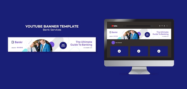 YouTube-Banner für Bankdienstleistungen mit flachem Design