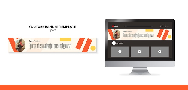 PSD youtube-banner für sporttraining im flachen design