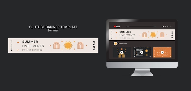PSD youtube-banner-vorlage für sommerferien