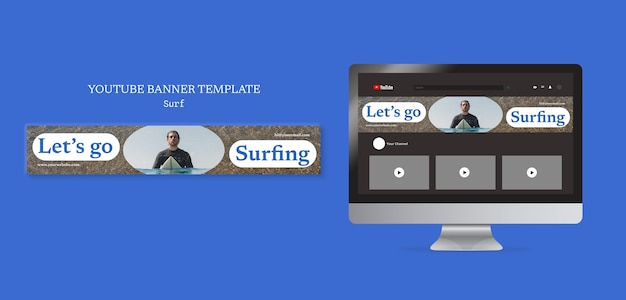PSD youtube-banner-vorlage für surf-hobby