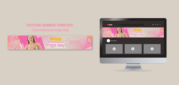 PSD youtube-banner zum internationalen yoga-tag