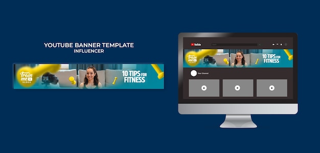 PSD youtube-bannervorlage für medienbeeinflusser und persönlichkeit
