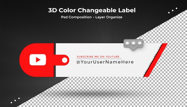 Youtube connect us nas mídias sociais abaixe o terceiro design 3d render ícone badgexa