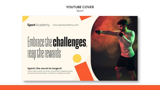Youtube-cover für sporttraining im flachen design