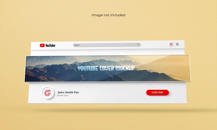 Youtube-Cover oder Banner-Mockup 3D-gerenderte Schnittstelle