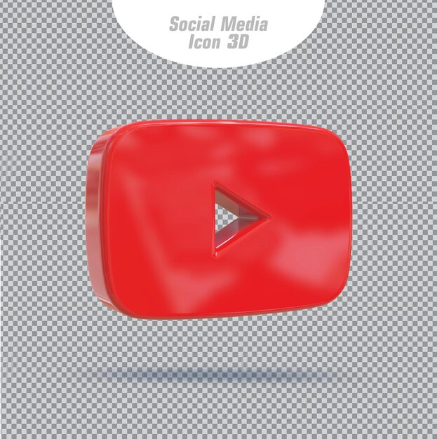 Youtube, icono, 3d, render