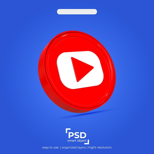 Youtube icono aislado 3d prestado