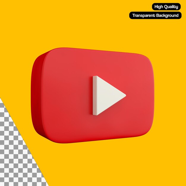 PSD youtube-logo 3d-illustration psd transparenter hintergrund