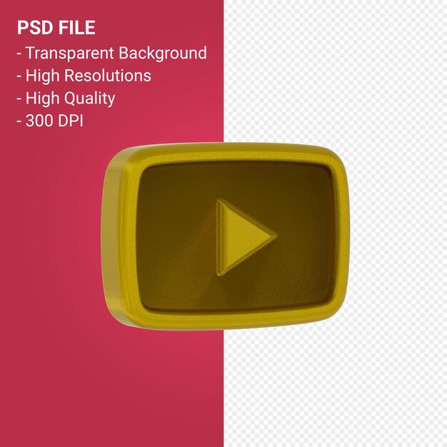 Youtube-Logo 3D-Rendering isoliert