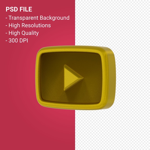 Youtube-Logo 3D-Rendering isoliert