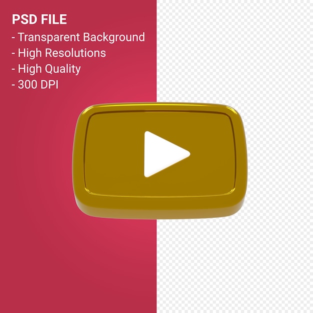 Youtube-Logo 3D-Rendering isoliert