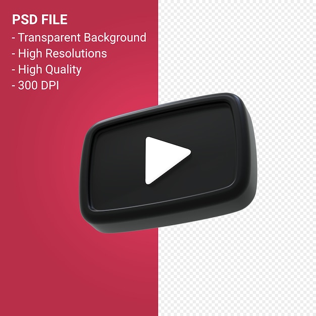 Youtube-Logo 3D-Rendering isoliert