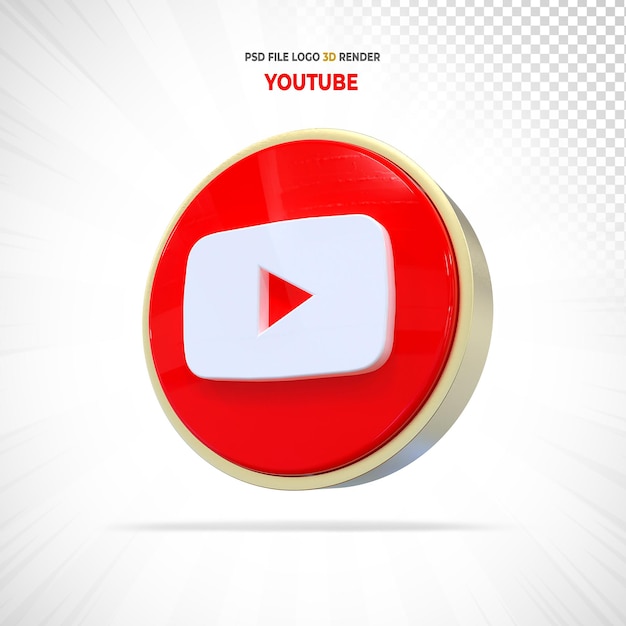 Youtube logo estilo social media render 3d