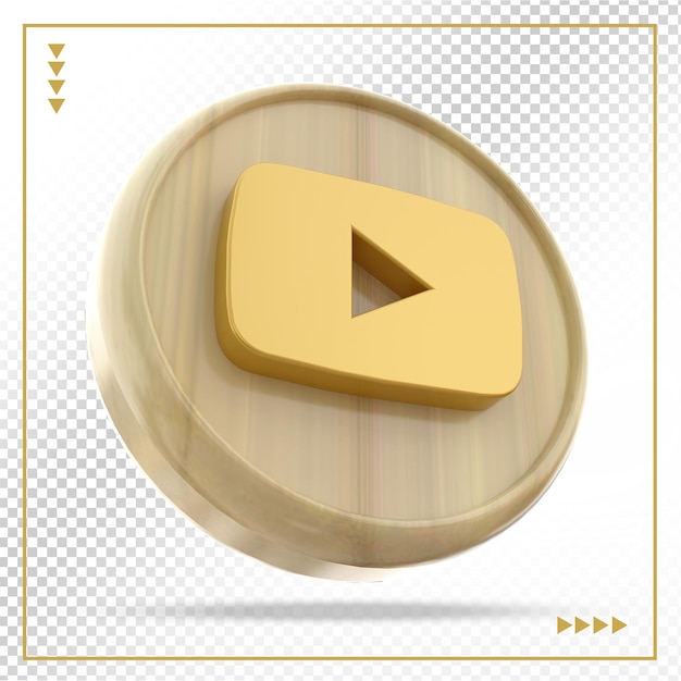 Youtube-logo gold 3d