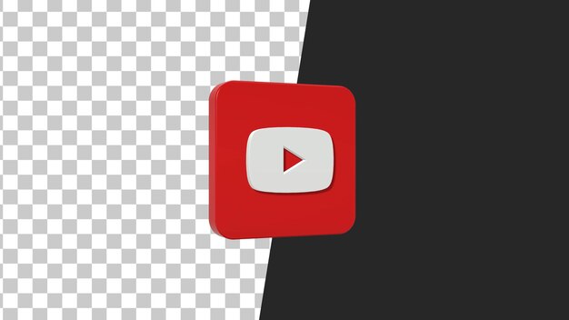 Youtube logo icono 3d cuadrado rojo.