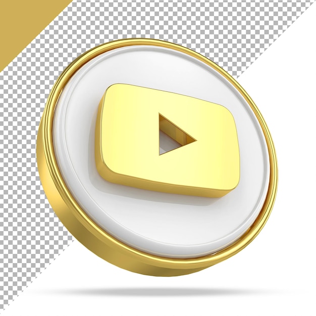 Youtube Logo Médias Sociaux Or Styles 3d