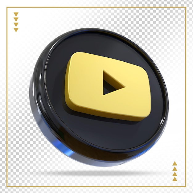 Youtube-Logo Social Media Gold 3d