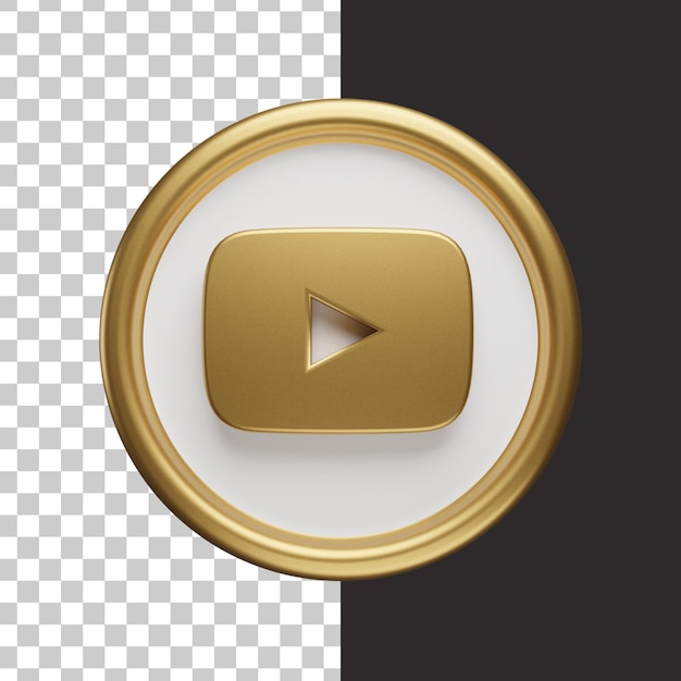 PSD youtube logotipo ouro 3d