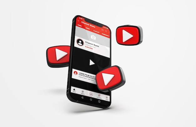 Youtube Sur Une Maquette De Téléphone Portable Avec Des Icônes 3d