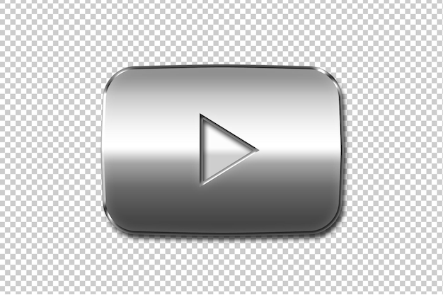 Youtube-play-button 3d-symbol-vektor-vorlage silber-play-button-element danke 100k abonnenten