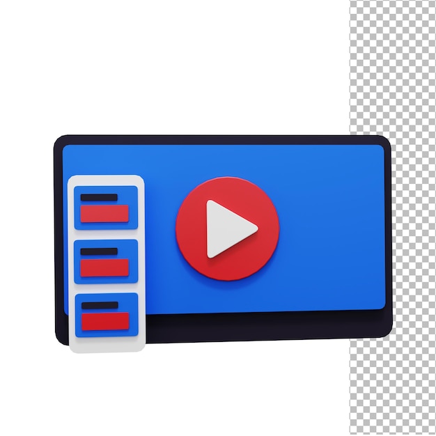 youtube player 3d render illustration