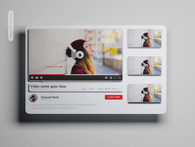 PSD youtube-plyer 3d-rendering-mockup