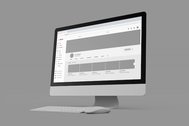 PSD youtube-profilvorlage auf computerbildschirm-modellen