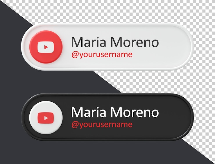 PSD youtube sígueme banner 3d render etiqueta aislada sobre fondo blanco