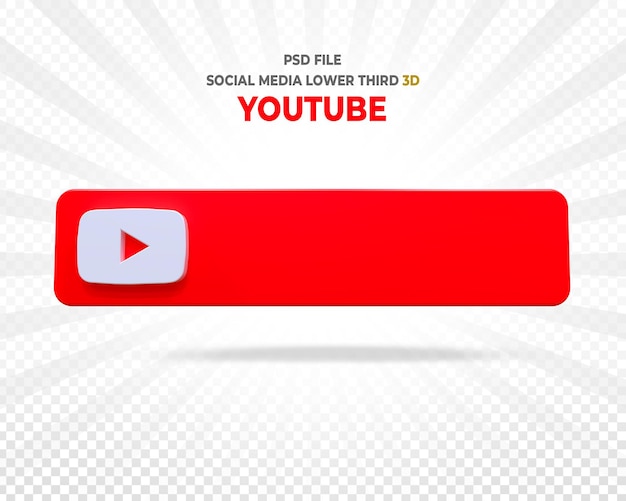 Youtube Social-Media-Logos unteres Drittel Banner 3D-Rendering