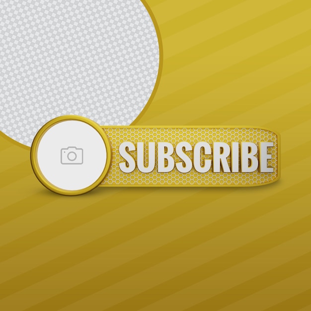 Youtube subscribe golden 3d render con icono de canal